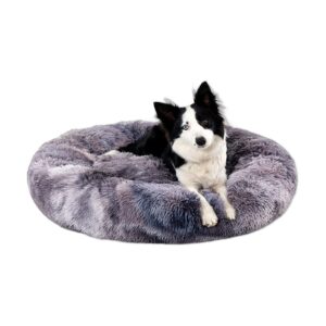 donut hundeseng i langhåret plysj