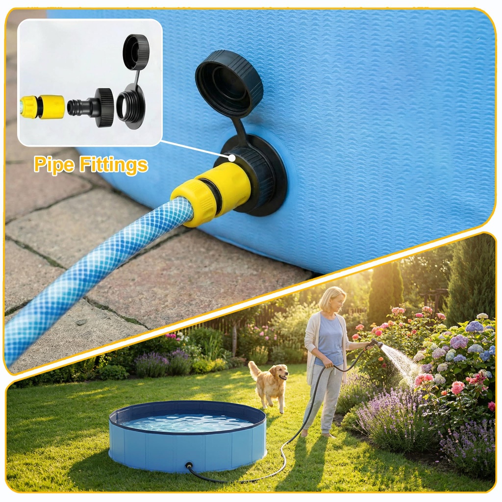 Sammenleggbart hundebasseng 80 cm med tappeplugg - Bilde 4