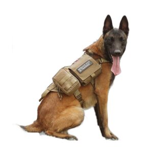 Taktisk Molle hundesele med forsterket håndtak og reflekterende detaljer