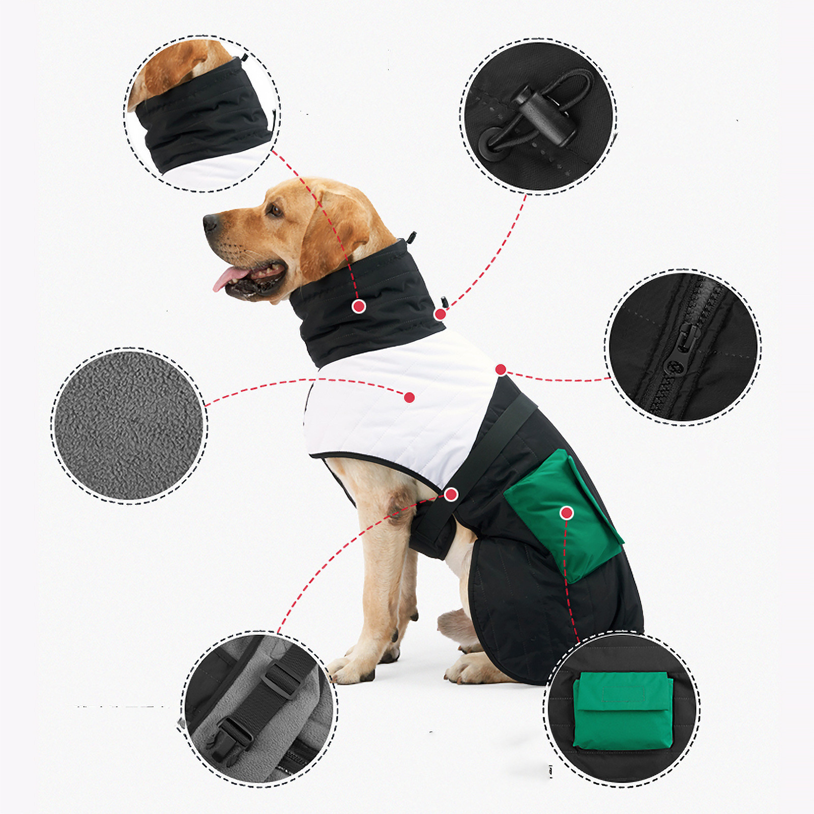 Vinterjakke til hund med varm vattering - Bilde 4
