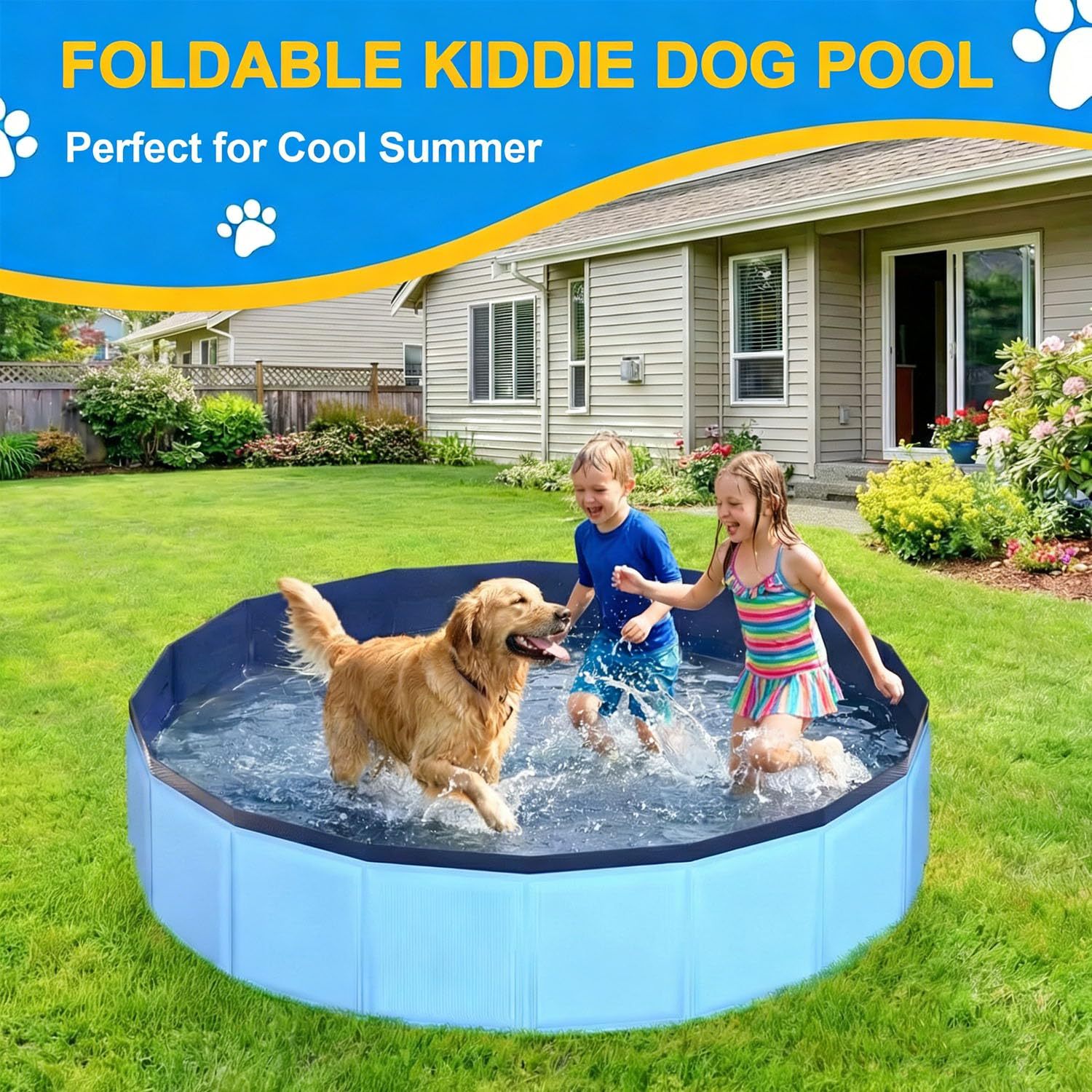 Sammenleggbart hundebasseng 80 cm med tappeplugg - Bilde 3