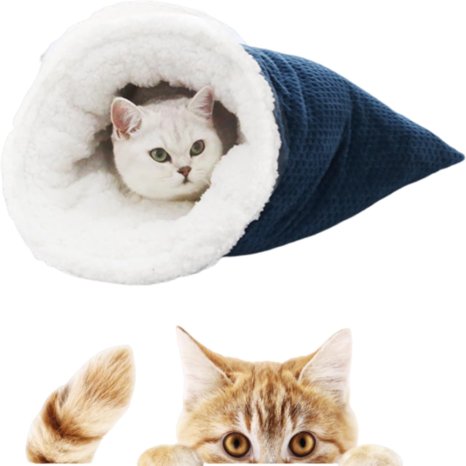 Vintersovepose til katt med katt som ligger godt inni