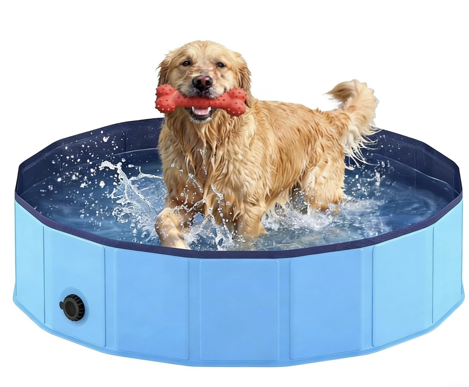 sammenleggbart hundebasseng med tappeplugg