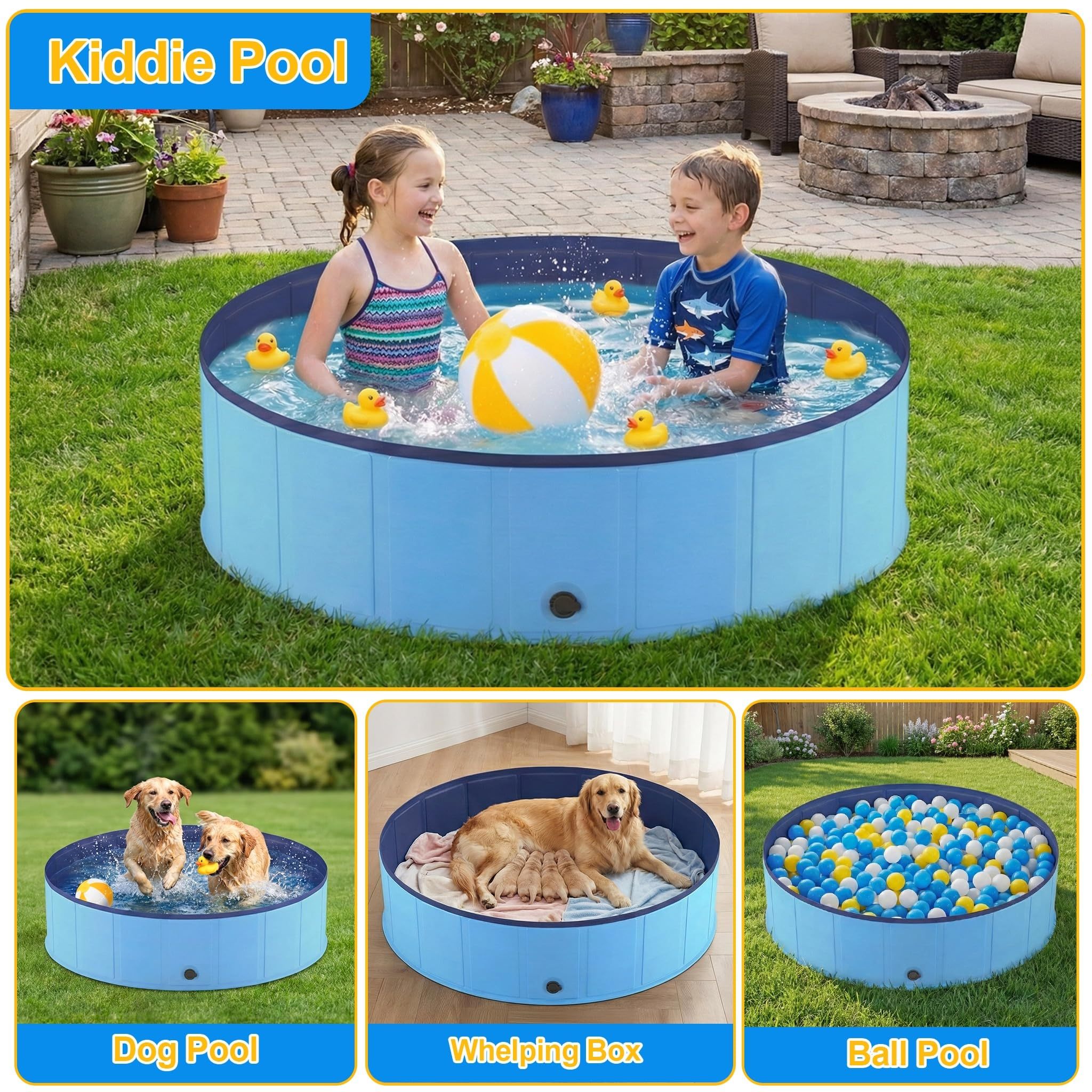 Sammenleggbart hundebasseng 80 cm med tappeplugg - Bilde 7
