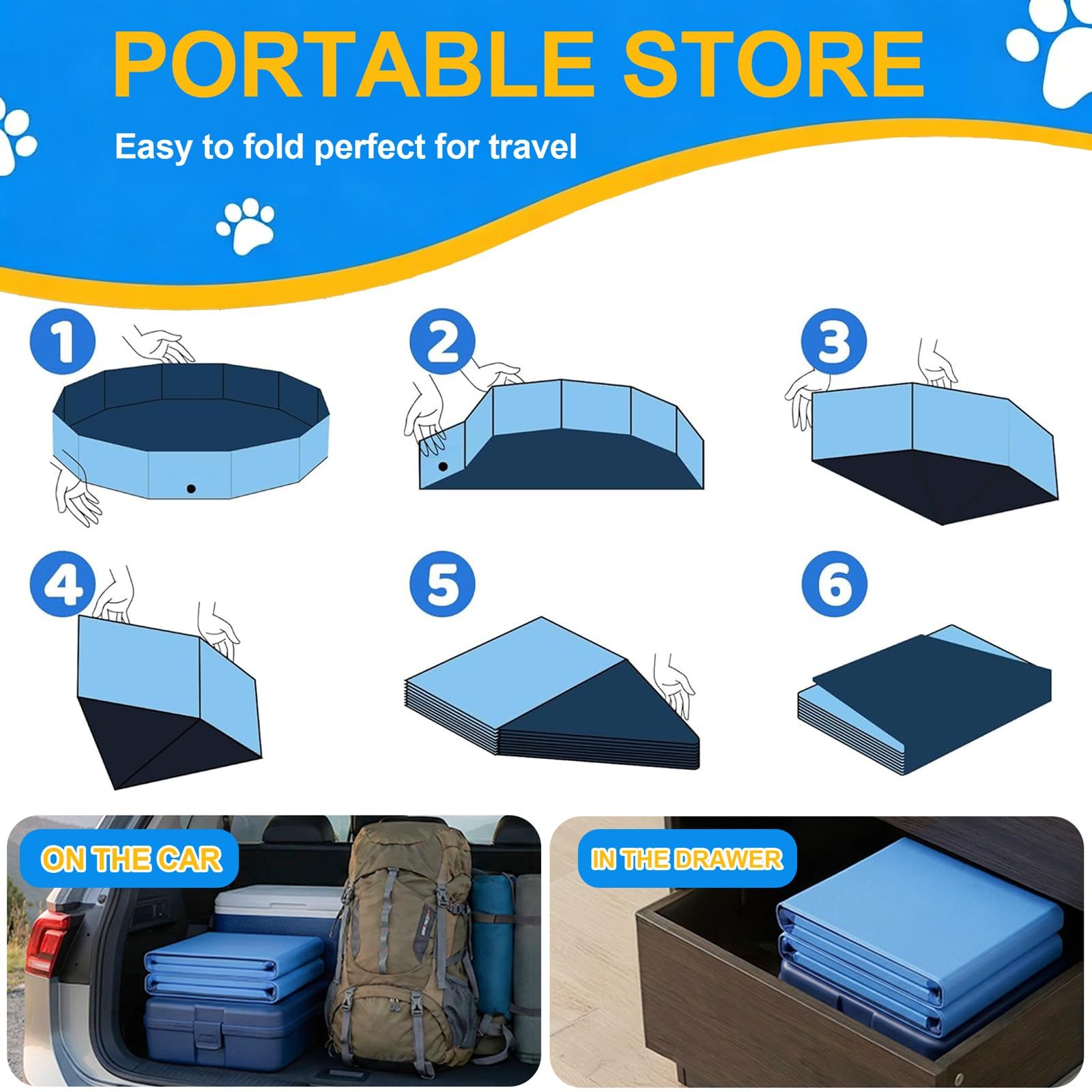 Sammenleggbart hundebasseng 80 cm med tappeplugg - Bilde 6