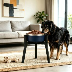 Hevet matskål på justerbart stativ til hund og katt